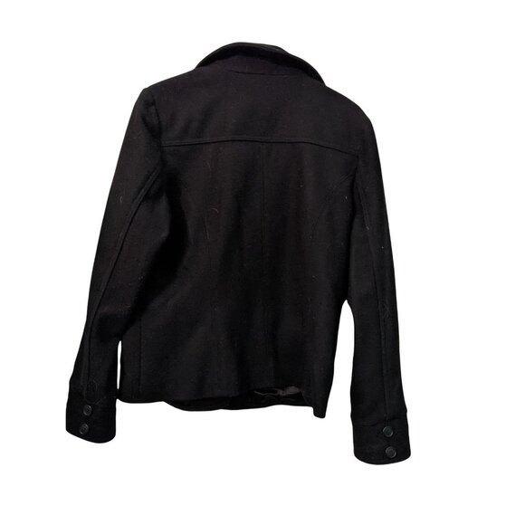 Gap Black Wool-Blend Women’s Military Style Jacket L Button-Up Pocketed Design w - Picture 3 of 8